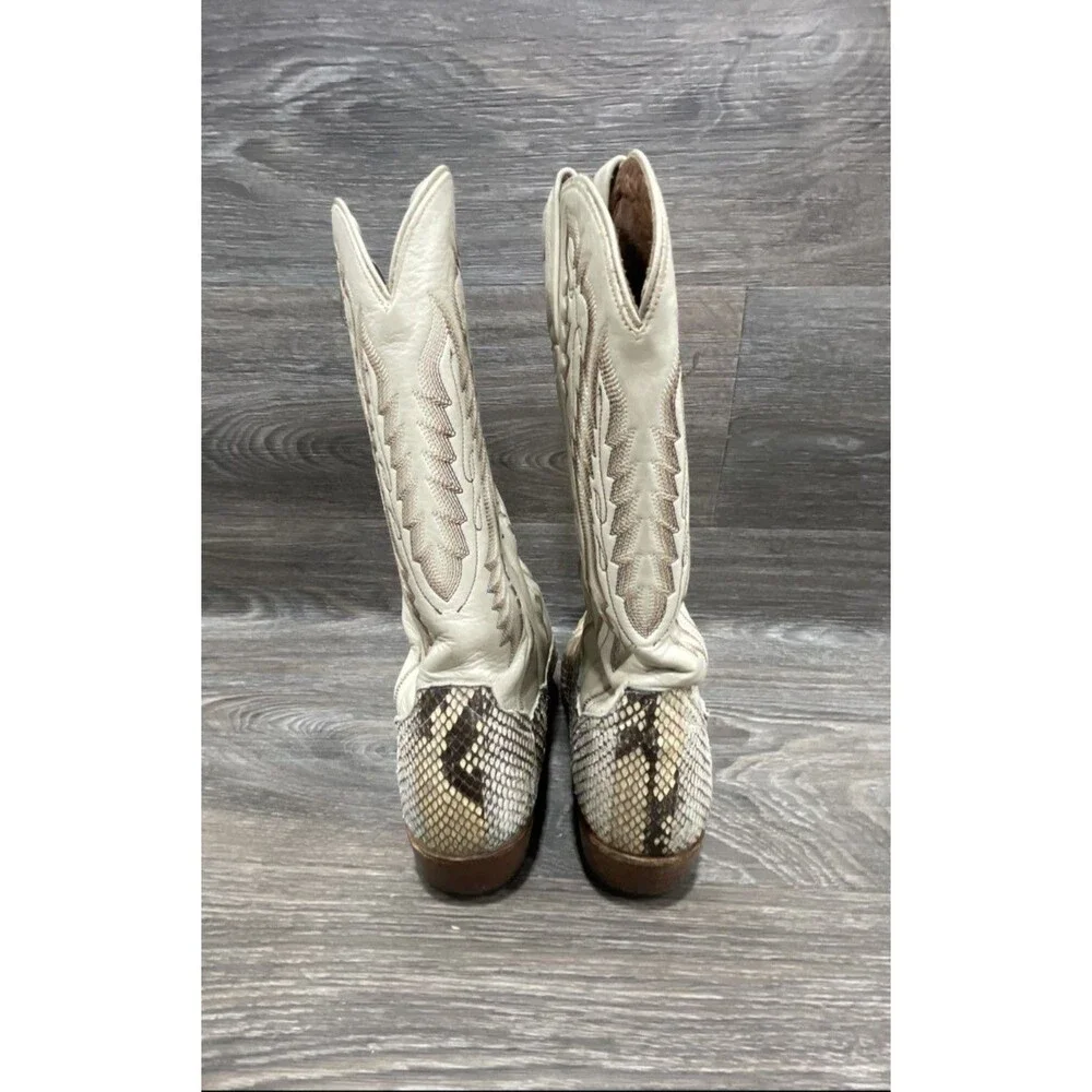 Dan Post Vintage Western Cowboy Boots with Snakeskin Python Animal Men 12.5